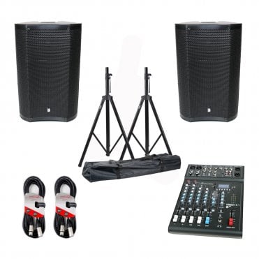 BishopSound Orion 12" Speakers, Mixer & Stand Kit Bundle