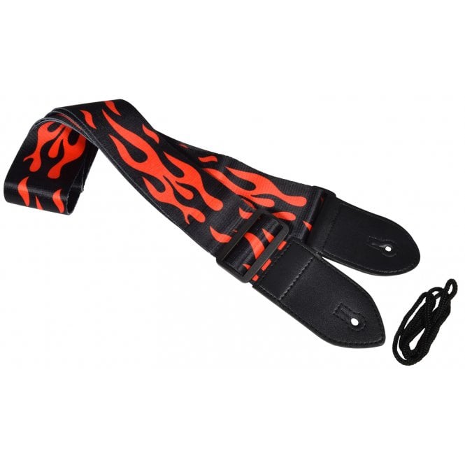 Chord Chord  Red Flame Print Webbing Guitar Strap