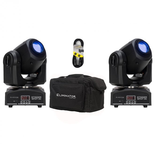 Eliminator Eliminator  Stinger Spot 30 Moving Head Twin Pack with Padded Bag Bundle