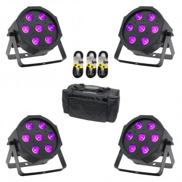 Equinox MaxiPar Quad Slim LED Par x4 with Padded Gear Bag Bundle