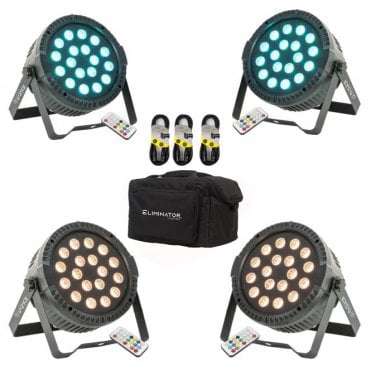 Ibiza Light THINPAR-18X1RGB LED Par x4 with Padded Bag Bundle