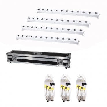 LEDJ12Q5 RGBW Batten White x4 with Flight Case Bundle